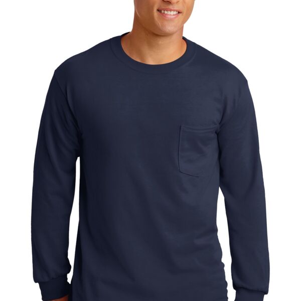 Ultra Cotton ® 100% US Cotton Long Sleeve T Shirt with Pocket Thumbnail